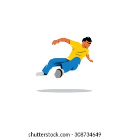 Athlete jumping sign. Free running, youth, sport and lifestyle concept. Risky Boy vault. Vector Illustration. Branding Identity Corporate logo design template Isolated on a white background