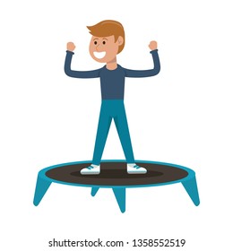 Athlete jumping in trampoline
