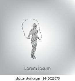 The athlete jumps on skipping rope. Man consisting of dynamic lines. 