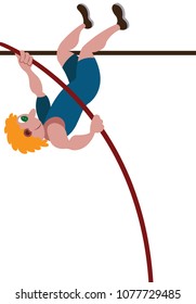 An athlete jumps with the Pole Vault