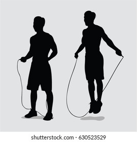 the athlete jumps rope