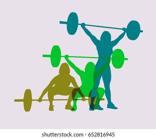 the athlete lifts the barbell