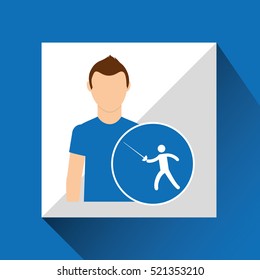 athlete man fencing sport graphic vector illustration eps 10