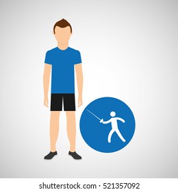 athlete man fencing sport graphic vector illustration eps 10