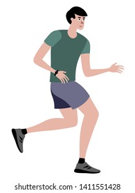 Athlete, a man on a run. In minimalist style Cartoon flat Vector Illustration, isolated on white background