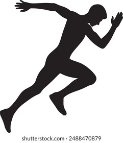 a athlete man running away black and white vector art