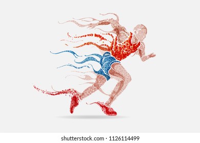 Athlete man running fast