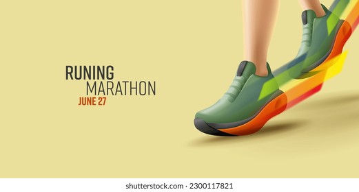 patas maratonistas corredores de atleta corriendo en zapatillas de deporte con gran velocidad cloup ilustración 3d representador, afiche