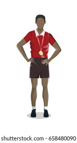 Athlete with medal.