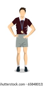 Athlete with medal.