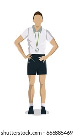 Athlete with medal.