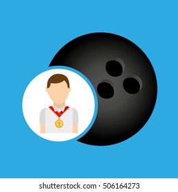 athlete medal bowling ball icon graphic vector illustration