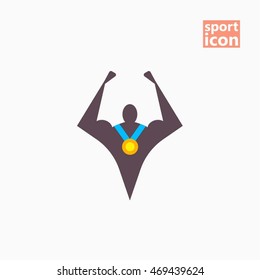 Athlete with medal. Vector illustration.
