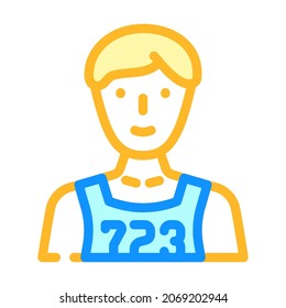 athlete with number color icon vector.sign. isolated symbol illustration
