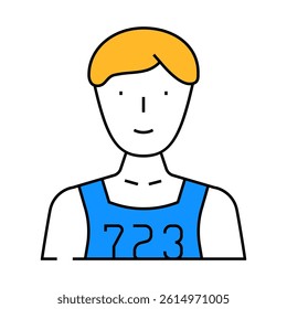 athlete with number line icon vector. athlete with number sign. isolated symbol illustration