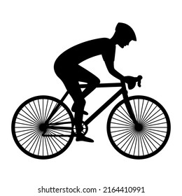 Athlete on a bicycle black icon. Cyclist on a racing bike. Vector illustration flat design. Isolated on white background.