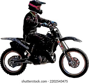 Athlete on a cross-country motorcycle before performing a stunt