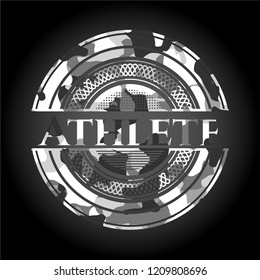 Athlete on grey camo texture