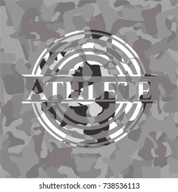 Athlete on grey camo texture