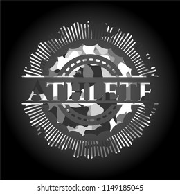 Athlete on grey camouflaged texture