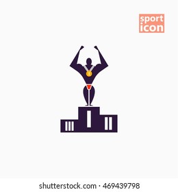 Athlete on the podium. Vector illustration