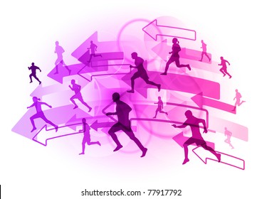 athlete on the purple arrows