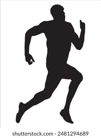 Athlete on running race silhouette. Vector illustration