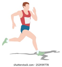 Athlete on running race, silhouettes. Vector illustration.