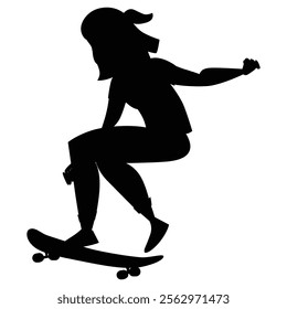 Athlete on a Skateboard Action Silhouette in Motion