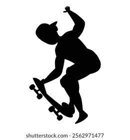 Athlete on a Skateboard Action Silhouette in Motion