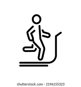 Athlete on a treadmill, line symbol, vector editable stroke icon for user interface.