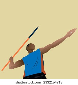 the Athlete on yellow color background. illustration vector