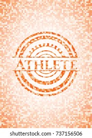 Athlete orange mosaic emblem with background
