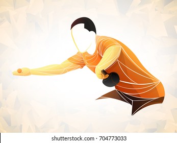 Athlete, orange, triangulation. stylized player table tennis, ping pong, table tennis, Player, athlete, game, vector