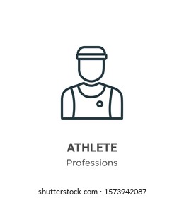 Athlete outline vector icon. Thin line black athlete icon, flat vector simple element illustration from editable professions concept isolated on white background