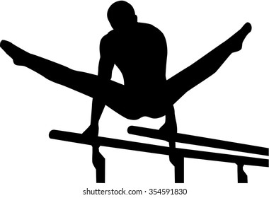 Athlete at parallel bars