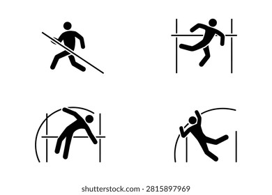 Athlete Performing Four Different Pole Vault Techniques