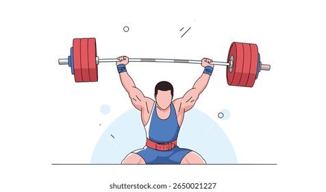 Athlete performing a powerful weightlifting move demonstrating strength and dedication in a sports competition