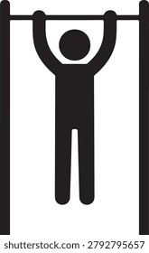 Athlete Performing Pull Up on Horizontal Bar Silhouette Icon