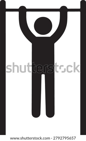 Athlete Performing Pull Up on Horizontal Bar Silhouette Icon
