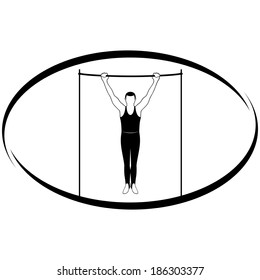 Athlete performs an exercise on the crossbar. Illustration on white background. Summer kinds of sports. Illustration on a sports theme.