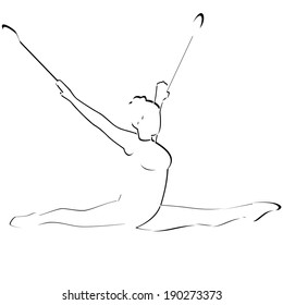 Athlete performs gymnastic exercise. Abstract image of the sportsman. Illustration on white background.