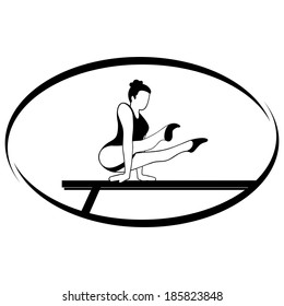 Athlete performs sport exercises on the bars. Illustration on white background. Summer kinds of sports. Illustration on a sports theme.