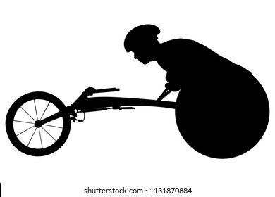 athlete racer on wheelchair racing track black silhouette