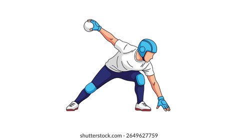 Athlete ready to throw a ball in a sports competition demonstrating teamwork and physical fitness