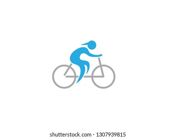 Athlete ride the bike and cycling for logo design illustration vector