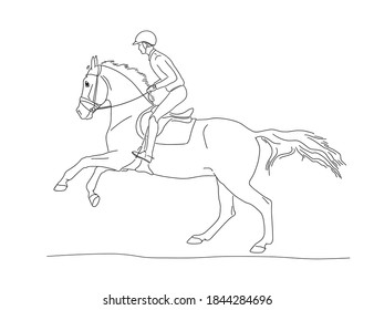 Athlete riding the horse during a routine workout