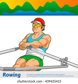 Athlete rowing in a boat. Olympic Games. Vector illustration.