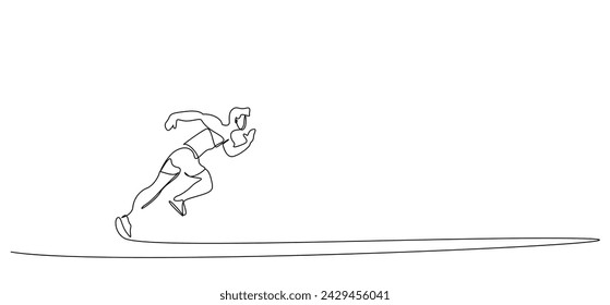 athlete runner male race start one line art design