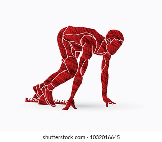 Athlete runner, A man prepare start running action designed using grunge brush graphic vector